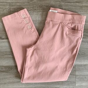 89th + Madison Women's Blush Pink Stretch Straight Ankle Pants, Petite Large